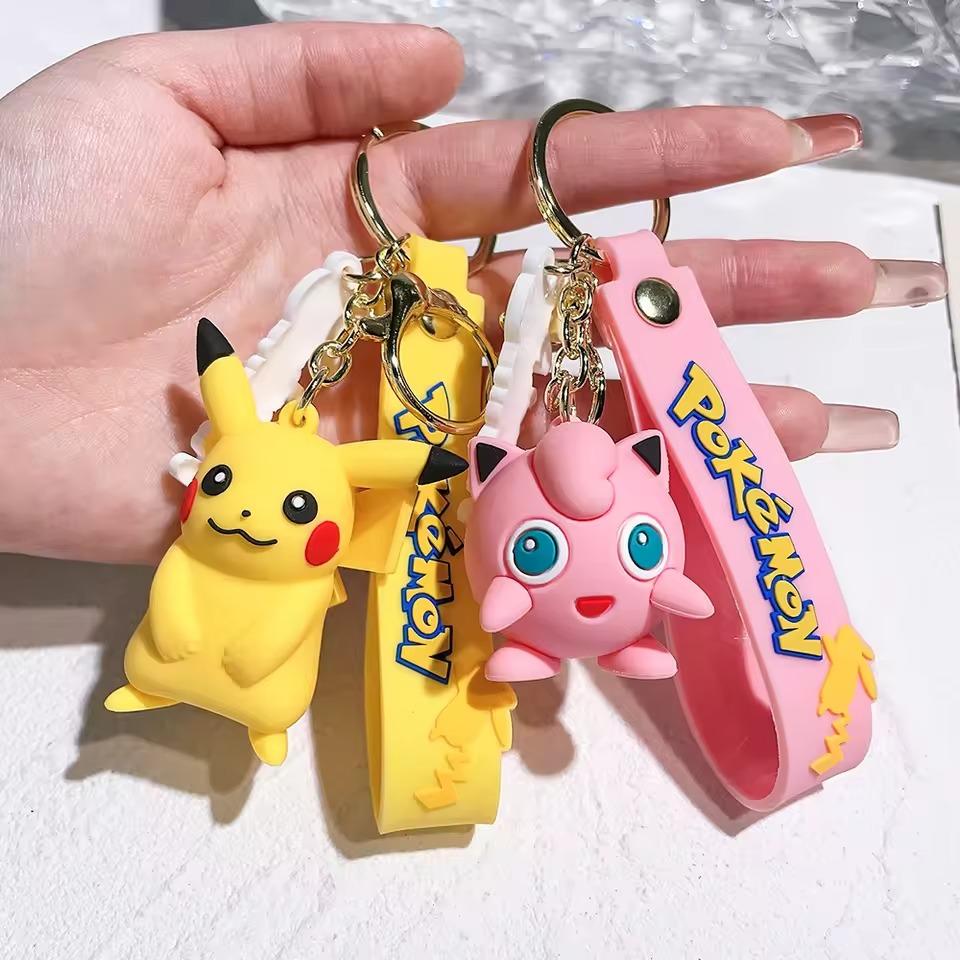 Pokemon Keychain Pikachu Anime Cute Action Figure Cartoon Fashion Charmander Psyduck Doll Keyring Car Bag Ornaments Kid Gifts