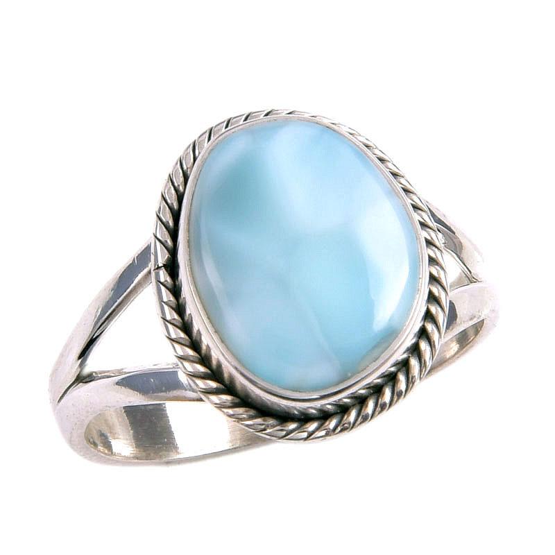 Natural Republic Larimar Gemstone 925 Solid Sterling Silver Gift Ring S.7 I3d35