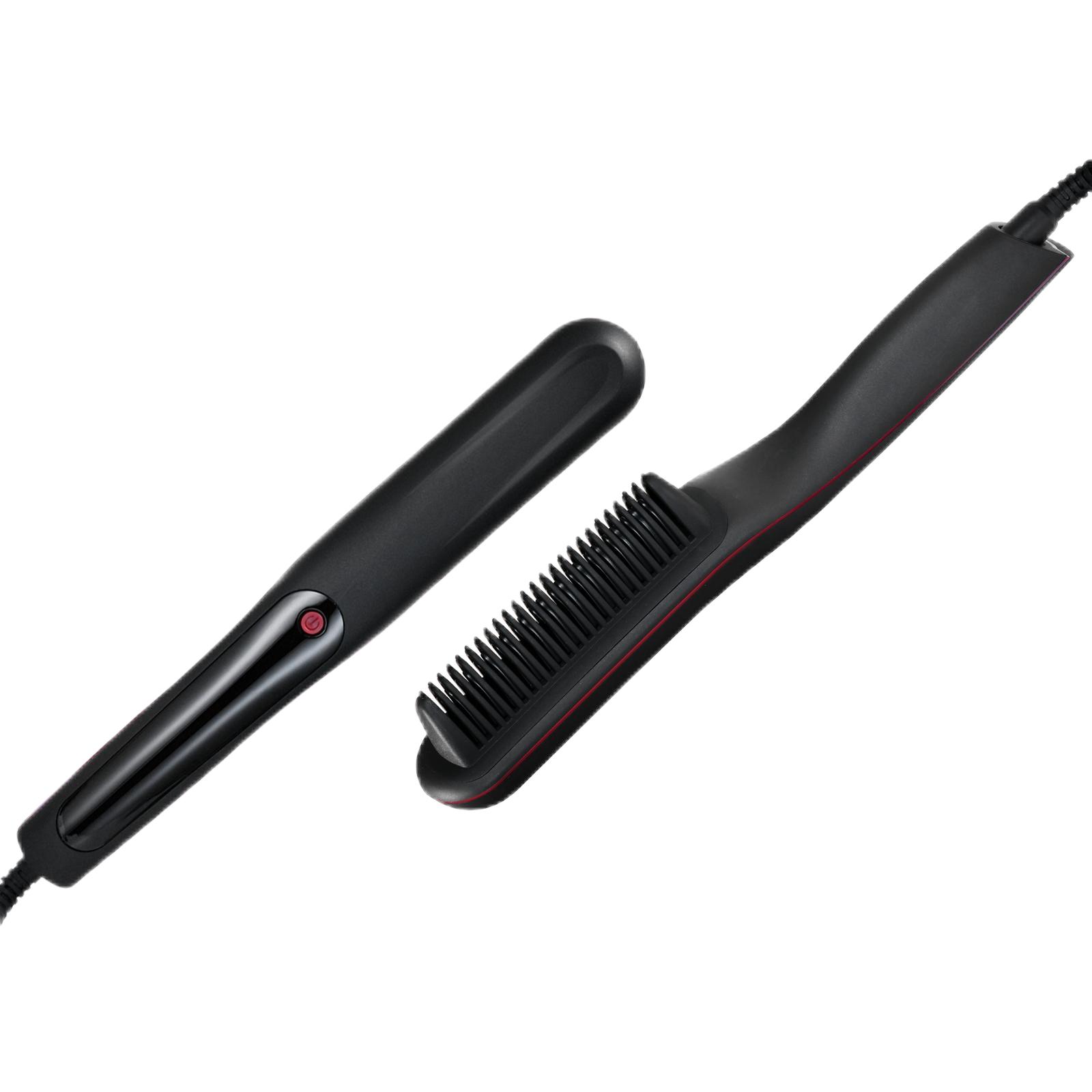 Negative Ionic Hair Straightener Comb, 2 in 1 Hair Straightener Brush and Curler, Electric Straightening Comb Heated Hair Brush AU чёрный
