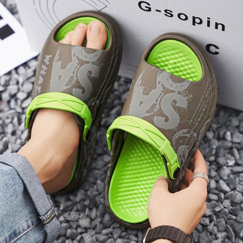 Fashion Summer Men Sandals Thick Soled Outdoor Anti Slip Shoes Soft EVA Dry Wedge Platform Garden Shoes Beach Sandals Home Slippers Men