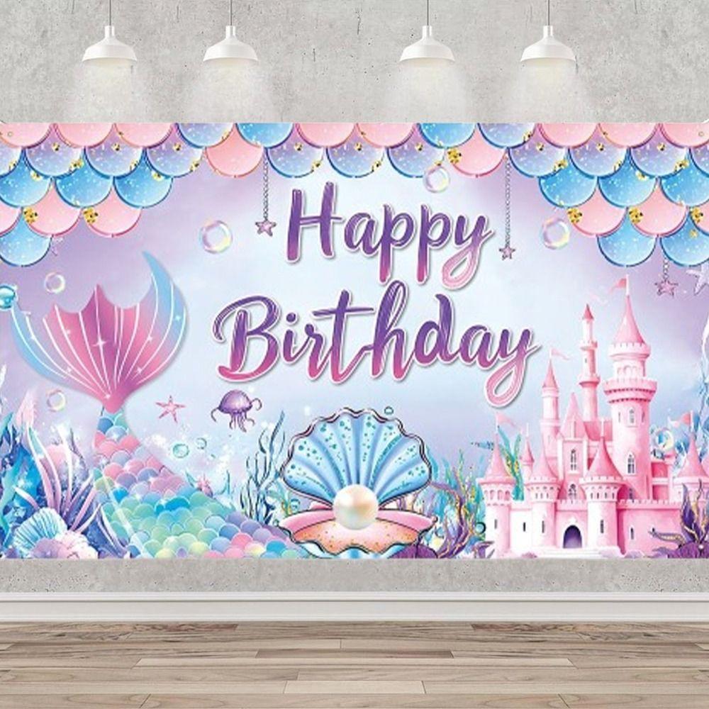 Cartoon Happy Birthday Background Cloth Polyester Poster Photo Props  Baby Shower