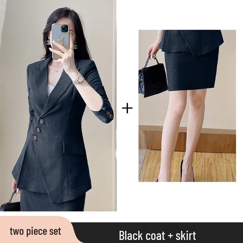 Women's High-End Striped Suit Set - Autumn 2024 Fashion, Elegant Professional Wear, Formal Goddess Style