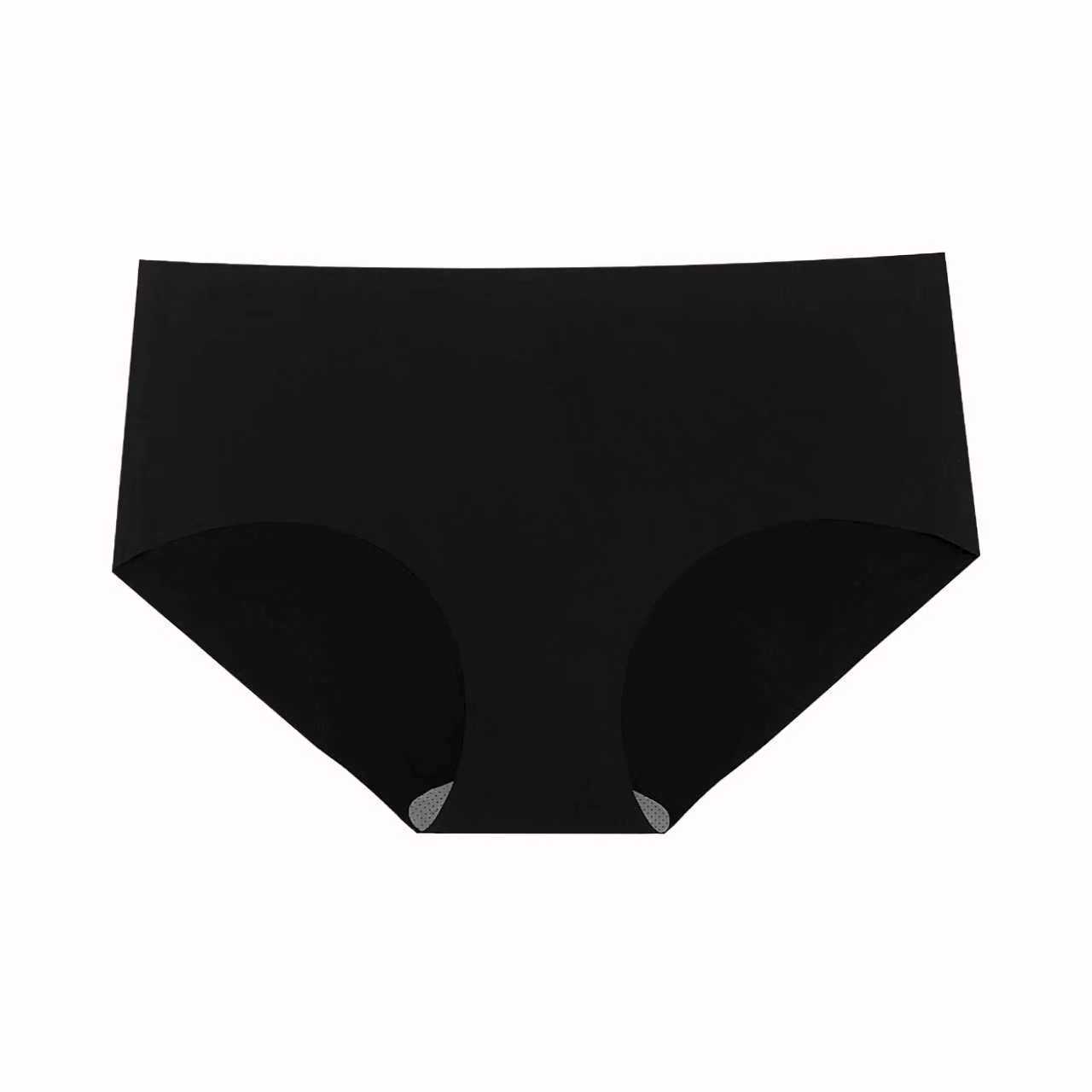3PCS Women s Plus Size Seamless Panties, Breathable Butt Lifting Triangle Briefs, Fit Up to 270lbs L чёрный