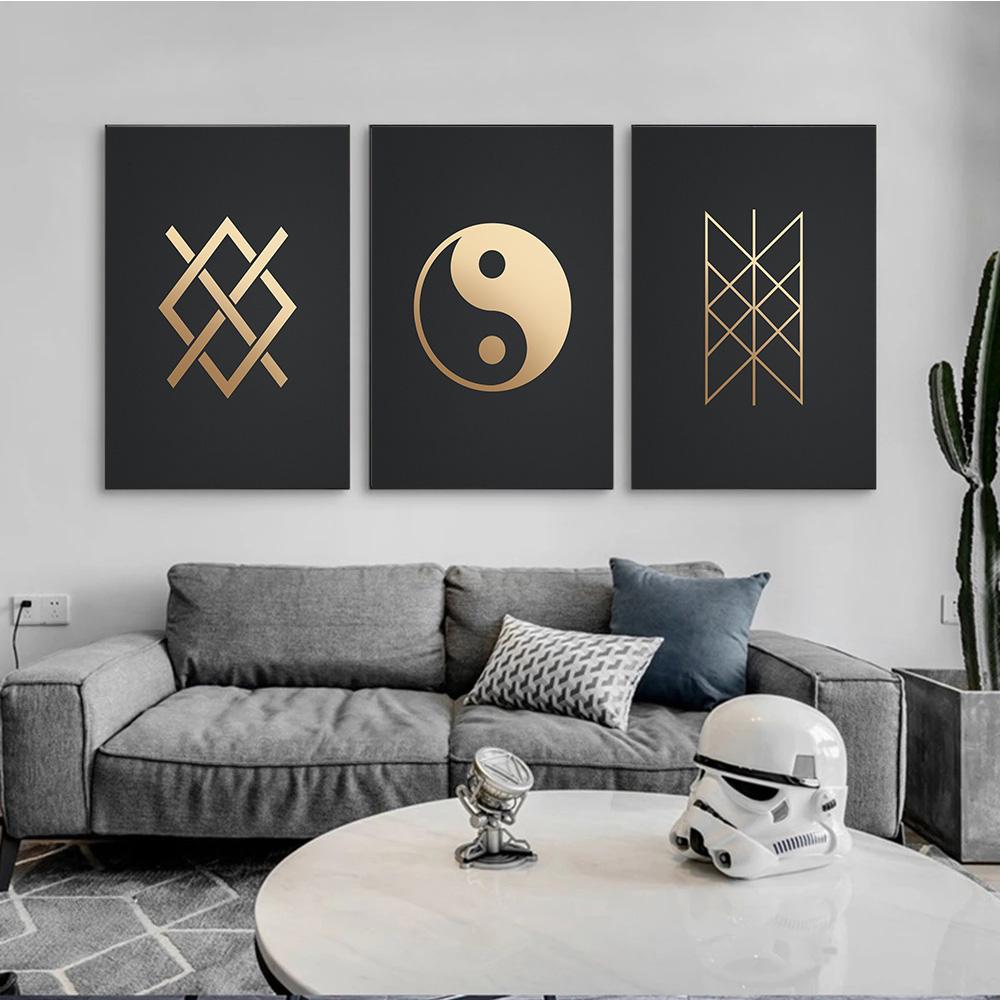 Clean Metal Symbols Egypt Abstract Prints Poster Canvas Painting Modern Wall Art Picture For Living Room Bedroom Home Decoration