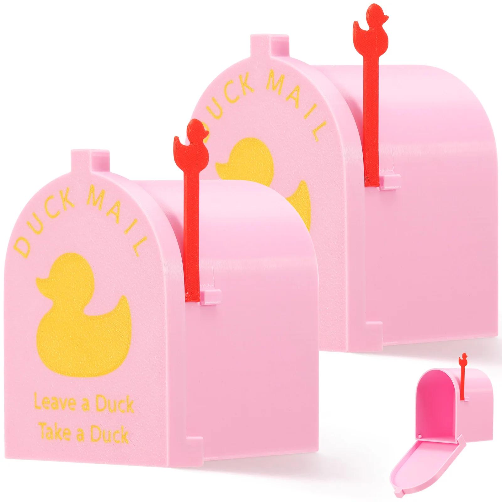 

2Pcs Magnetic Cruising Duck Mailbox Plastic Mini Duck Mailbox Decoration with Movable Flag Fridge Door Funny Stickers Home Dec