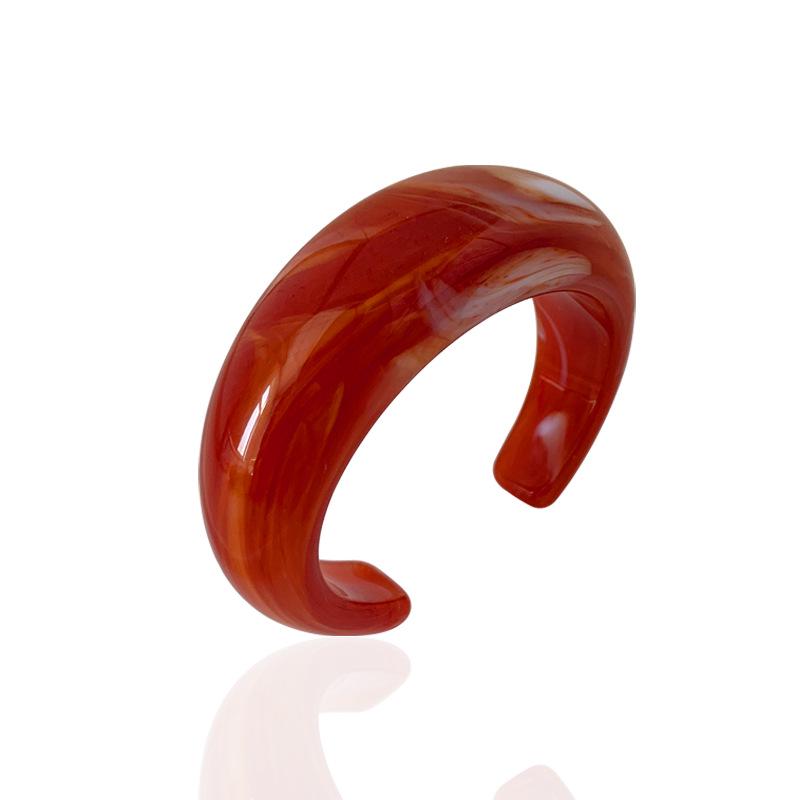 Siasiya Red Crescent Resin Stud Earrings – Women’s Autumn/Winter Collection: Elegant, Niche Style Hoops and Bracelet Set