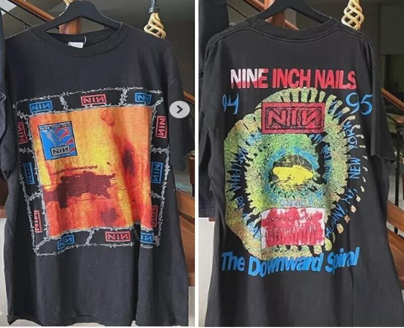 

Vintage Nine Inch Nails NIN Graphic 2 Side Black Unisex Tshirt Reprint S5XL Unisex T-Shirt S