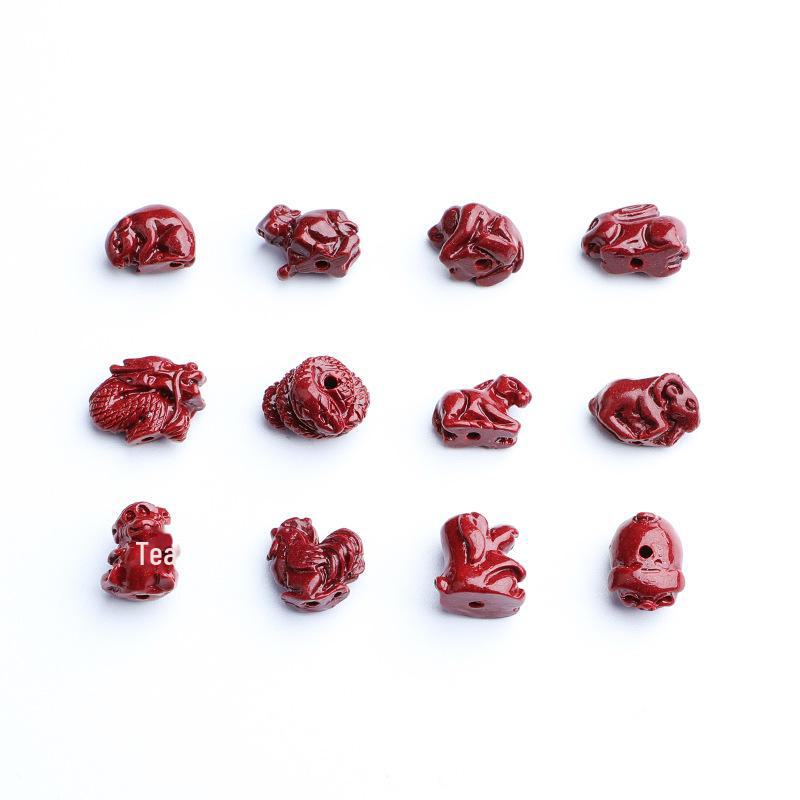 Twelve Zodiac Signs Natural Cinnabar Jewelry: Original Ore Purple Gold Sand, Great for Birthdays, 14*12*5.5mm