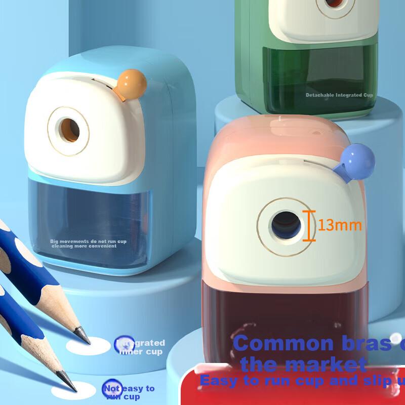 Large-Aperture Pencil Sharpener with Five Adjustable Thickness Settings, Thick Handle, High-Capacity Hand-Cranked Sharpener, Random Color, APS906H5