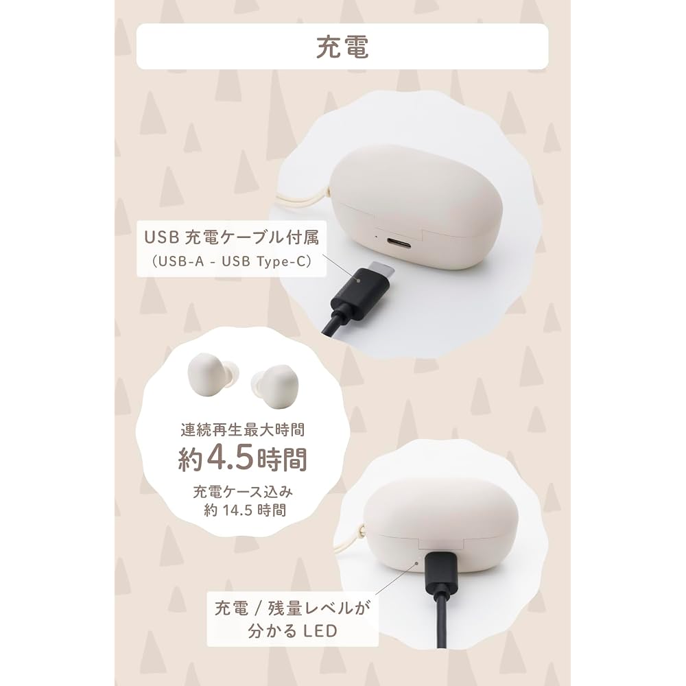 ELECOM Wireless Earphones, Bluetooth 5.2, In-Ear Type, Lightweight, SBC Compatible, 4.5 Hours Continuous Playback, Touch Sensor, Automatic Pairing, Tr