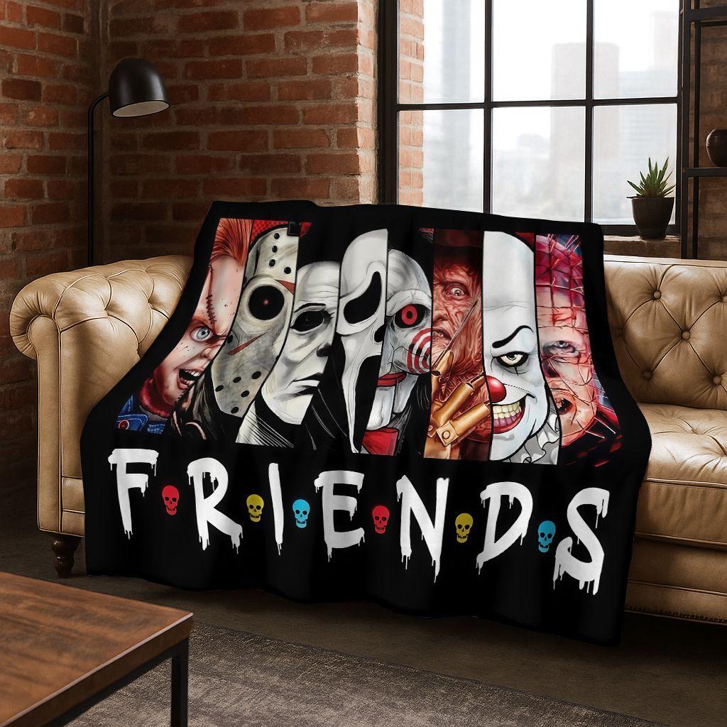 Horror Chucky Pennywise Clown Halloween Saw Freddy Krueger Flannel Blanket Soft Warm Blanket for Bedroom Living Room Bed Picnic