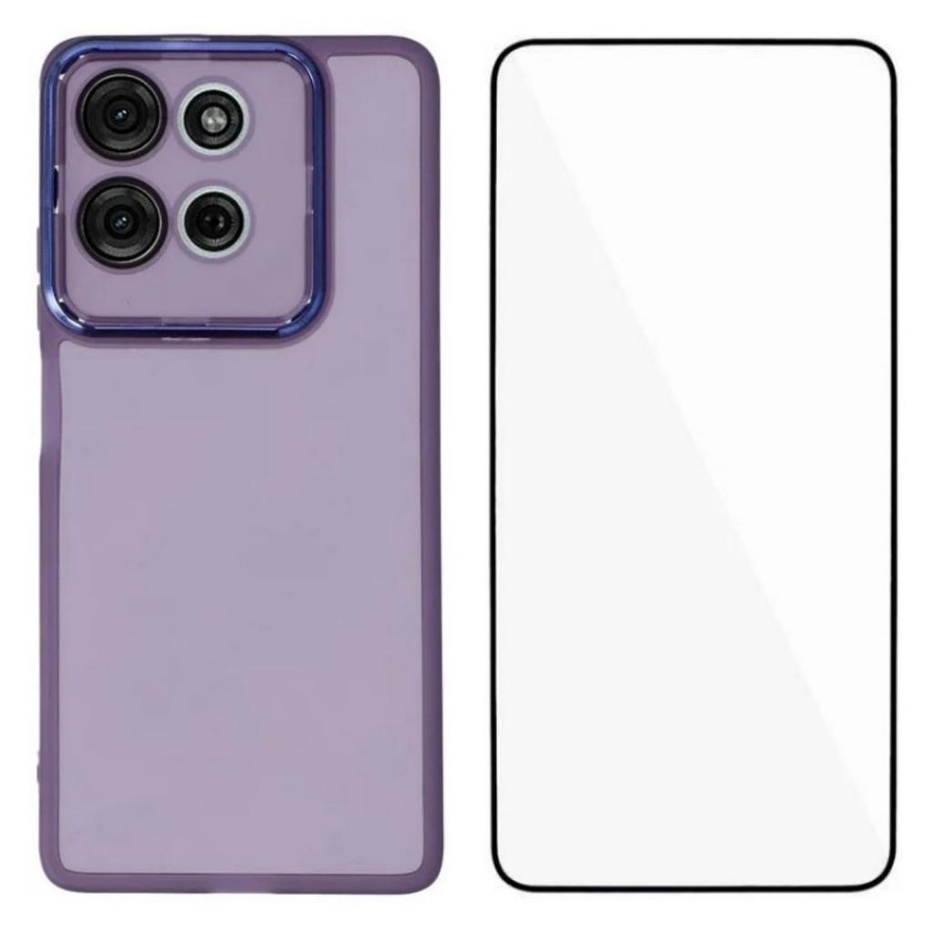 For Motorola Moto G75 5G TPU Case WANLONFENG DKSM Series Electroplated Frame Back Cover with Tempered Glass