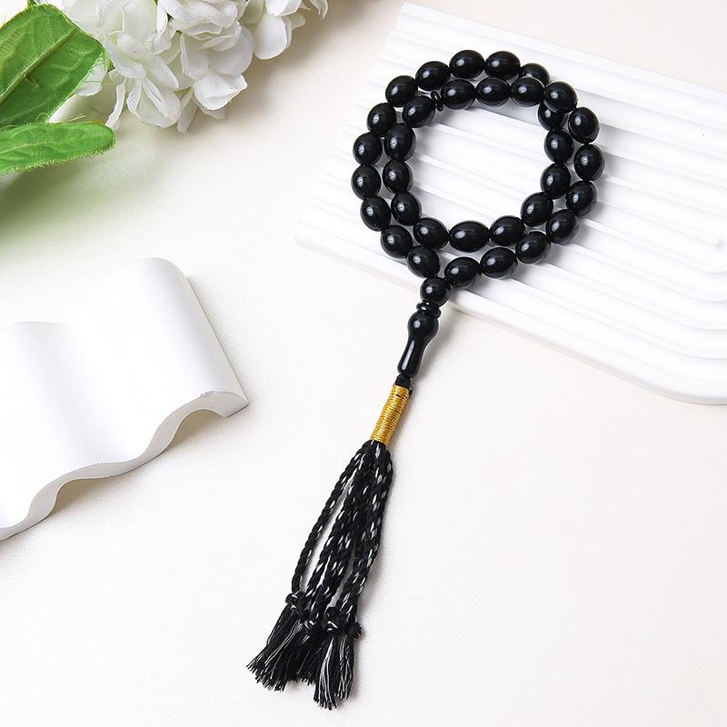 Handheld 45-Bead Muslim Rosary Tassel Bracelet - Middle Eastern Islamic Prayer Jewelry