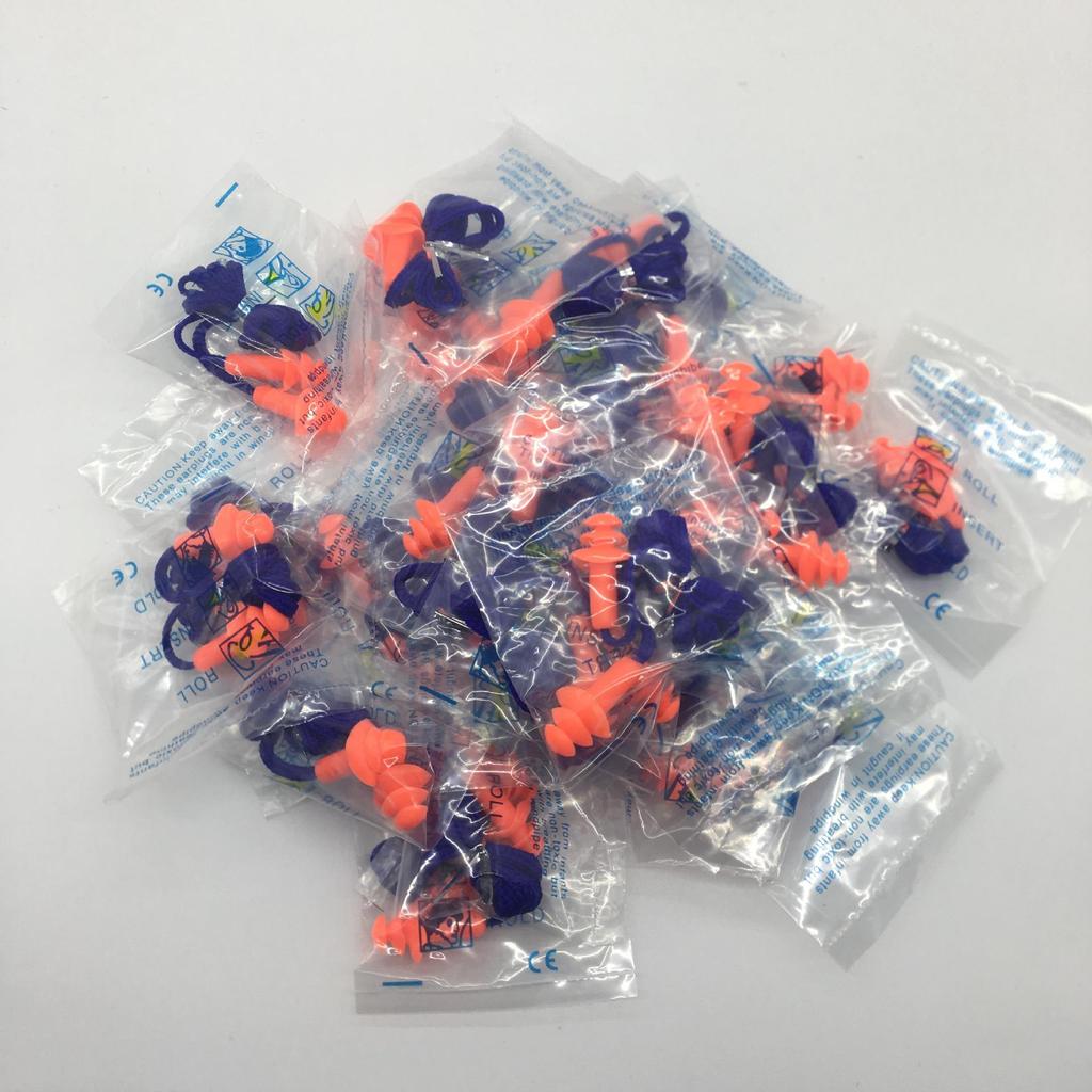 Soundproof Waterproof Silicone Earplugs with Anti-lost Cord for Swimming and Noise Reduction