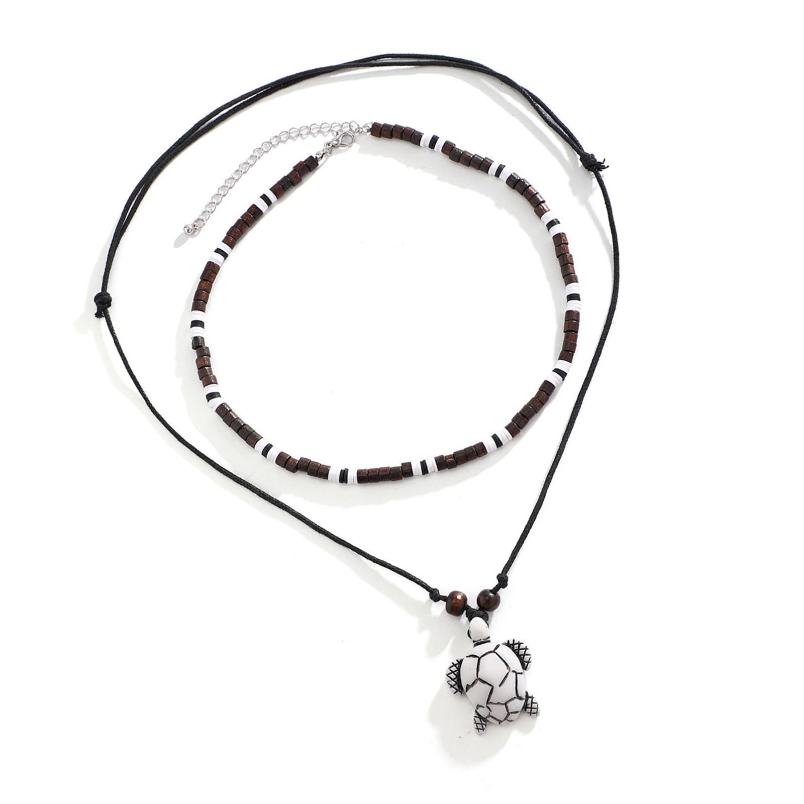 

2 шт./набор Элегантное винтажное ожерелье с регулируемой цепочкой и бусинами из натурального камня для повседневной носки и вечеринок C