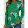 Women' 3D Floral Print T-shirt O Neck Long Sleeved Spring Autumn T-Shirts Fashion Loose Casual Retro Tops