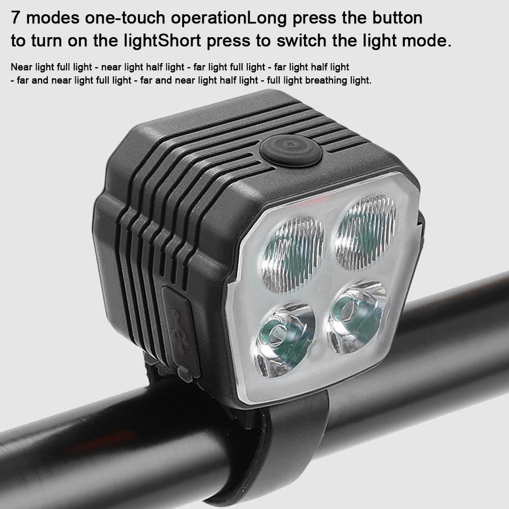 LED Bike Front Light Front Bike Headlight USB Charging with Horn Cycling Lamp 2 In 1 7 Light Modes Cycling Accessories