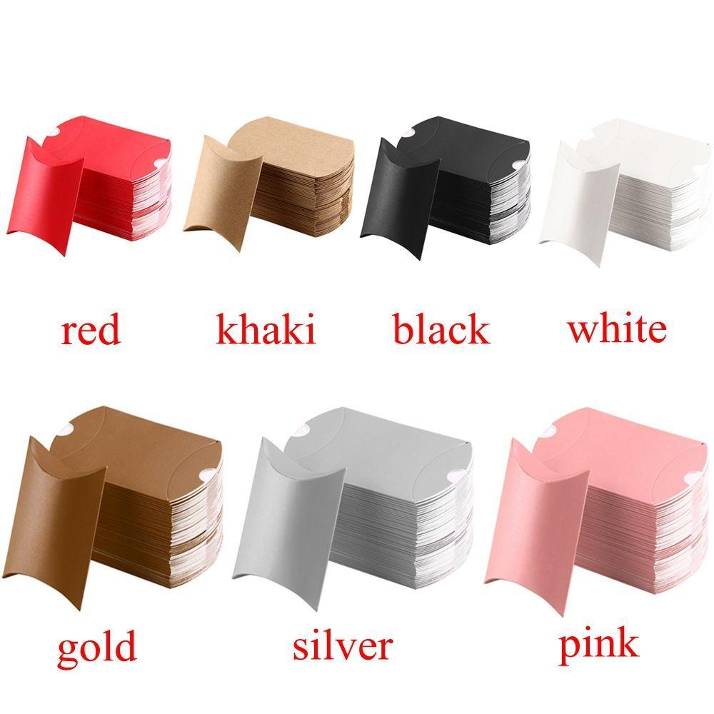 10/50pcs Party Present pouch Wedding Favors Christmas Paper Candy Boxes Kraft Gift Bag Pillow Shape