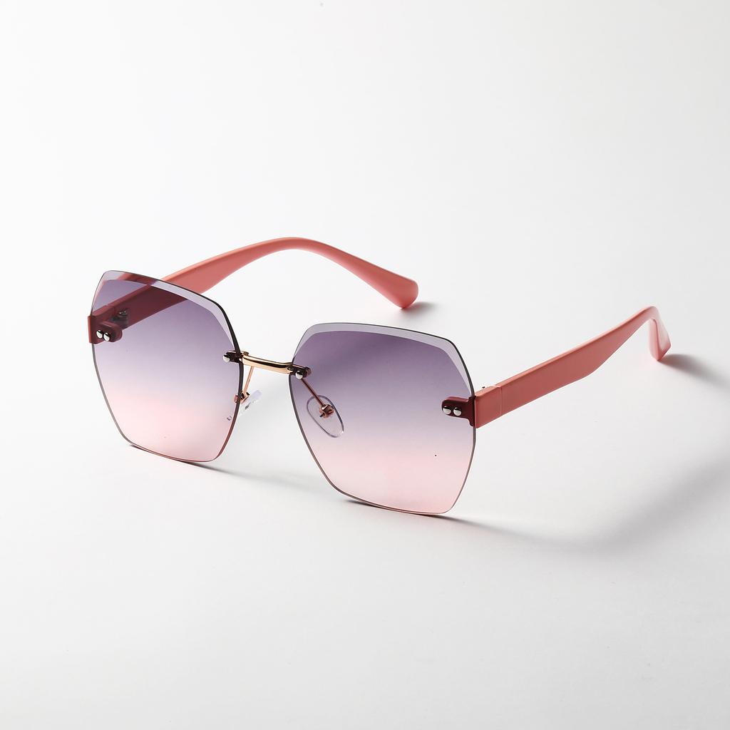 Rimless Glasses Men'S Polygonal Diamond Trimmed Retro Sunglasses Women'S Ins Street Shot Rivet Sunglasses