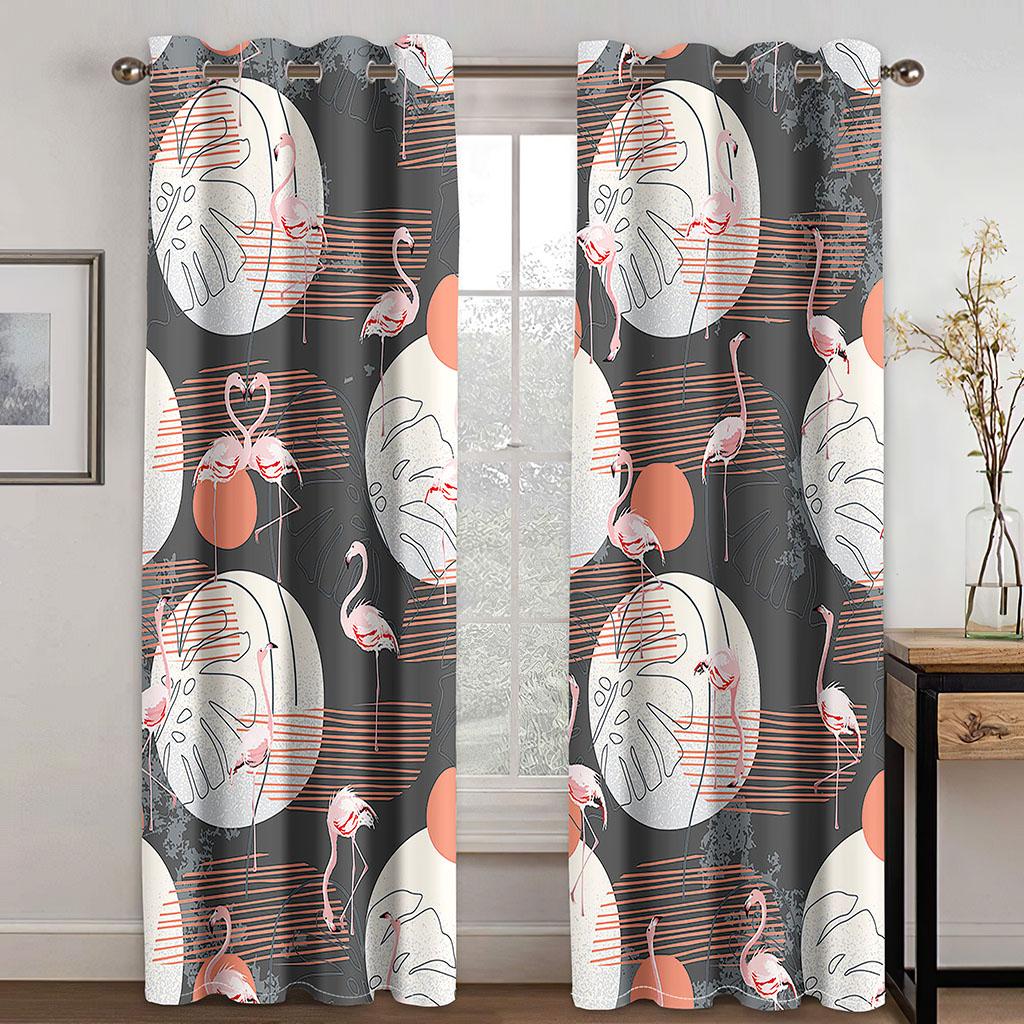 Blackout Curtains for Bedroom Flamingo Darkening Window Curtains for Living Room Bedroom Decor Drapes
