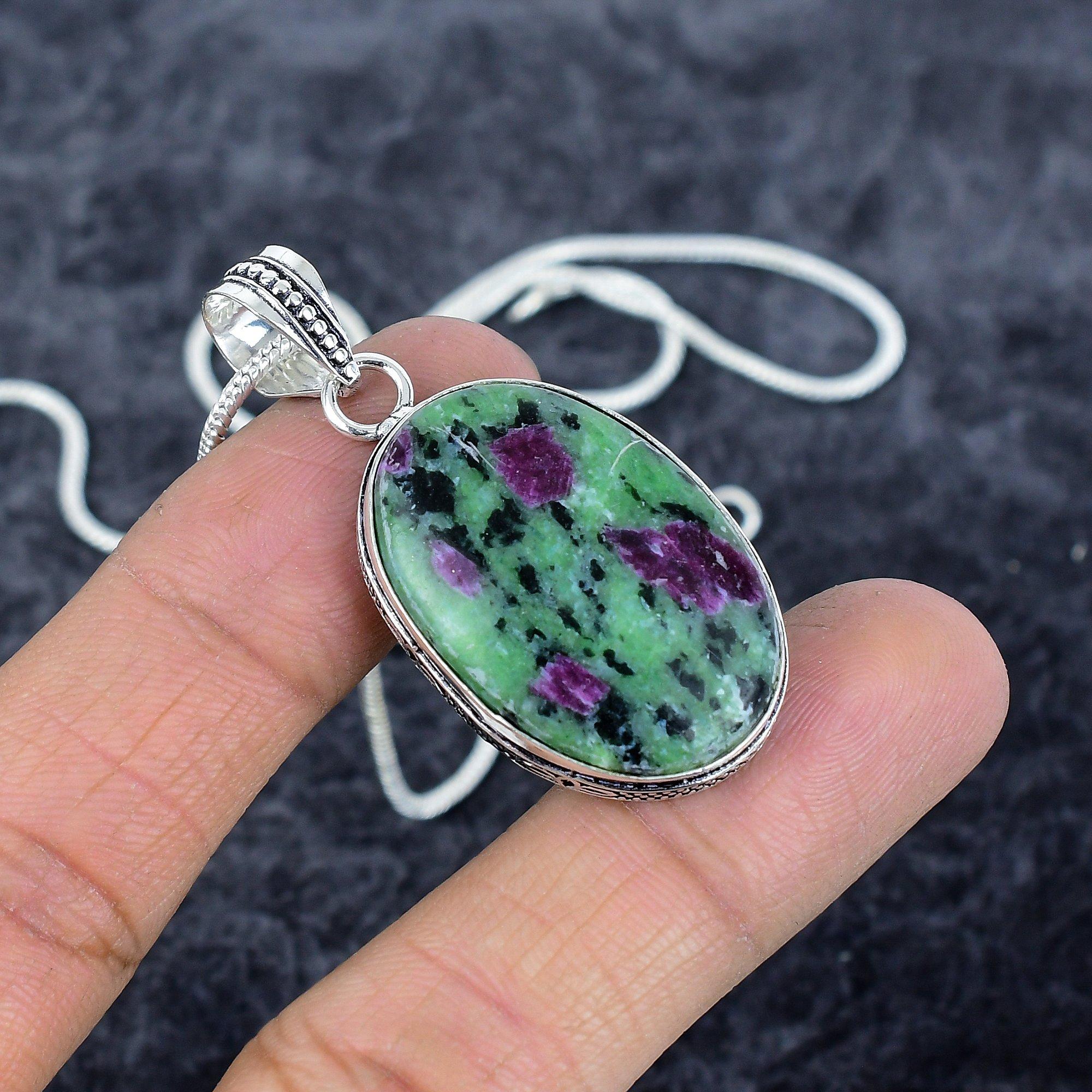 

Ruby Zosite Gemstone Handmade 925 Sterling Silver Jewelry Pendant 1.97 M-2842