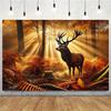 2D Plane 1 Piece of Beautiful Autumn Forest Background Fabric Featuring Majestic Deer Suitable for Living Room or Office