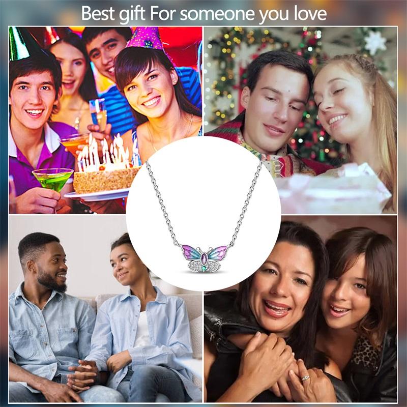 New 925 Silver Butterfly Bow Necklace For Women Birthday Anniversary Jewelry Gifts