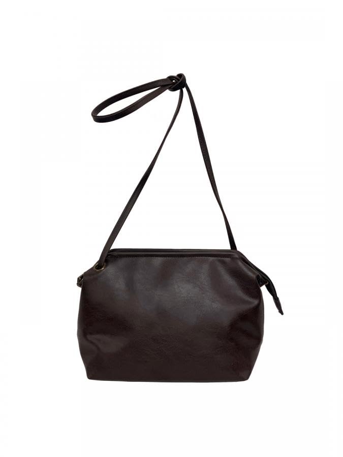 

Lafiel Natural Synthetic Leather Wire Shoulder Bag L 003188900 (Dark Brown)