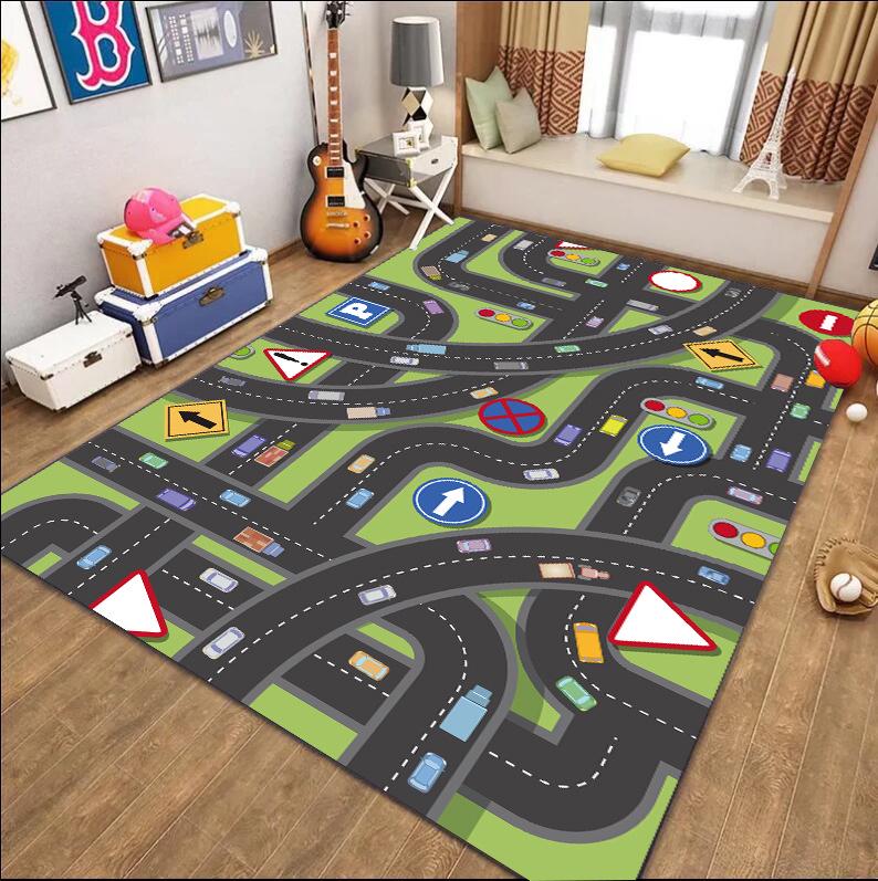 Children's Traffic Road Play Mat - Thick, Wear-Resistant Carpet for Kindergarten, Bedroom, or Living Room