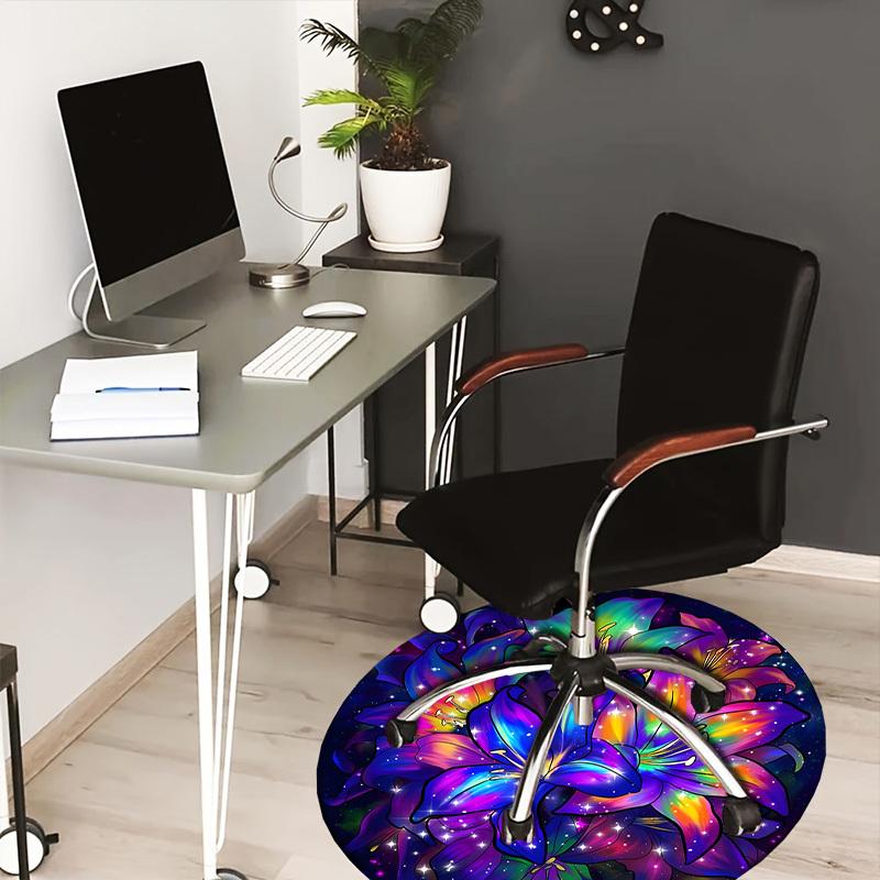 

1pc Office Carpet Chair Mats Galactic Lilies Bloom Perfect for Decorating Office Chairs, Living Rooms, Or Bedrooms.YDT163 80cm by 80cm