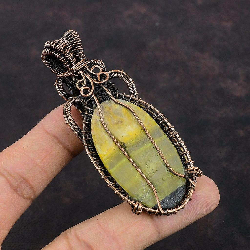 Bumble Bee Jasper Pandantiv Sârmă de cupru Pandantiv înfășurat Bijuterii cu pietre prețioase Pandantiv labradorit Pandantiv lucrat manual Sârmă de cupru Bijuterii Cadou pentru mama