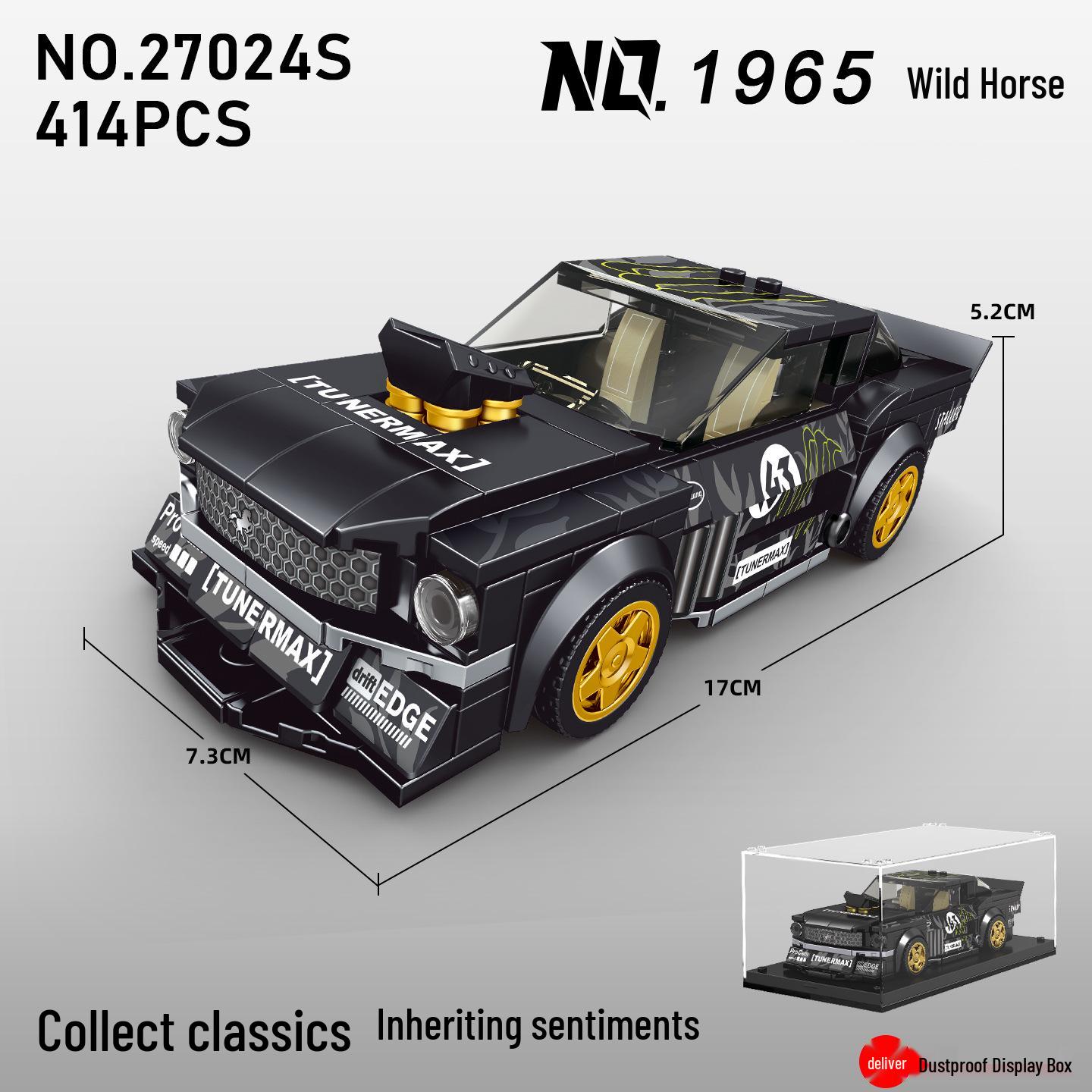 Yuxing King 27024 Mini Mustang Sports Car Model - Easy Assembly Building Blocks for Kids