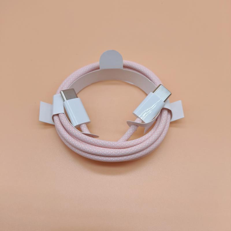 Dual-Head Type-C Male-to-Male Braided Laptop Charging Cable: 15W True PD Fast Charging Compatible.