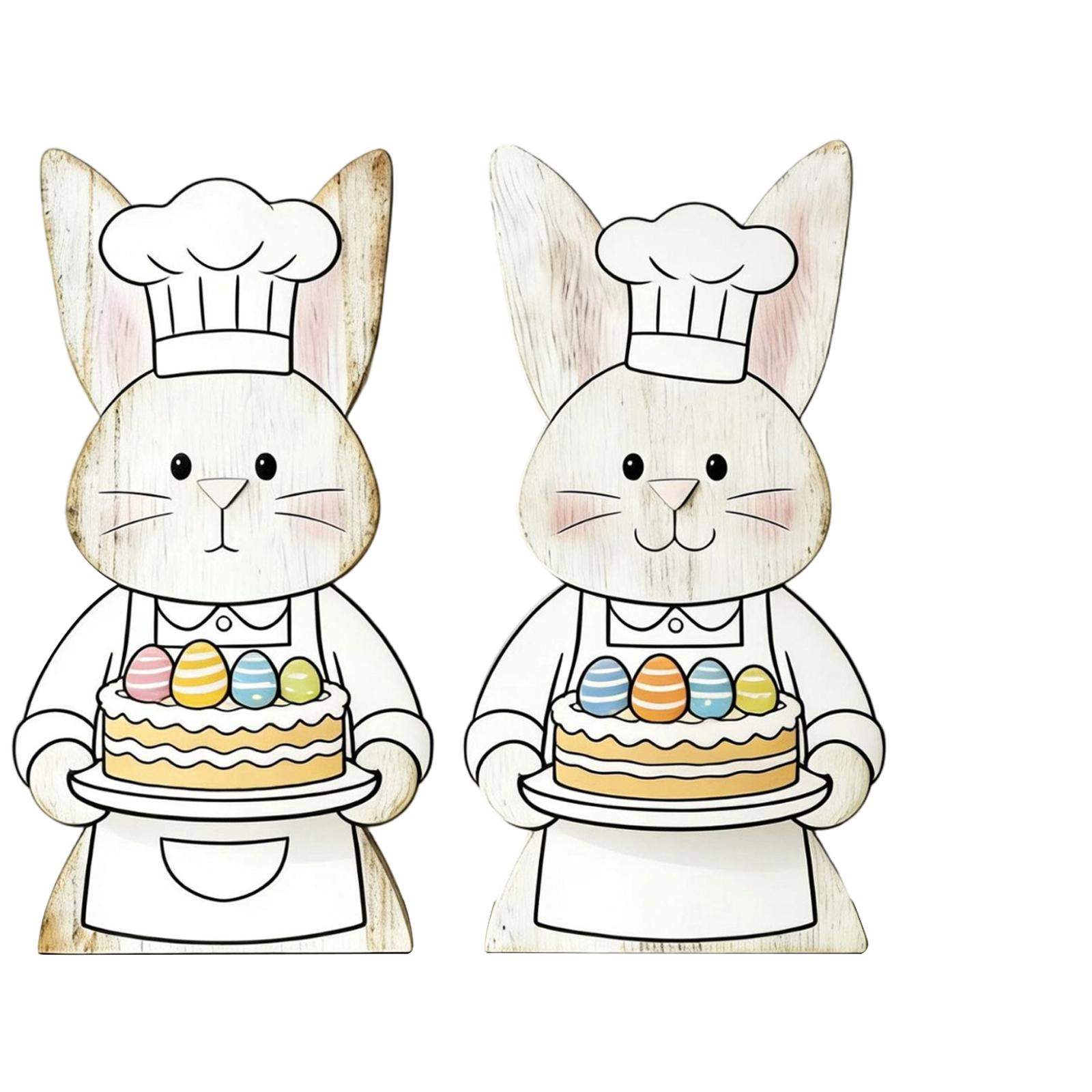 

Easter Bunny Figurine, Wooden Craft, Home Decoration, Couple Bunny Figurine With Glasses. One Size