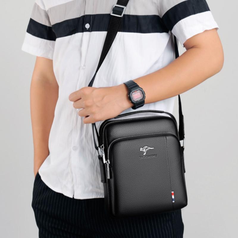 Die erste Schicht aus wasserdichtem und verschleißfestem Rindsleder mit großem Fassungsvermögen, koreanische Version der trendigen vertikalen Handtasche für Kunden