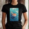 T-Shirt Women Red Panda Swims In the Ocean Motif Cotton Size XS To 3XLWill Open In a New Window or Tab
