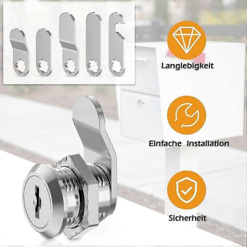 Fechadura para Caixa de Correio com 4 Chaves, Vem com 5 Placas de Travamento Diferentes, Fechadura para Caixa de Correio de 16mm, Fechadura com Alavanca para Caixa de Correio