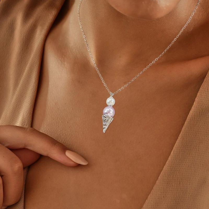 Premium Copper Alloy Ice Cream Pearls Necklace Resin Accent Sturdy for Daily Wear Fashion Accessory Sweet Charm