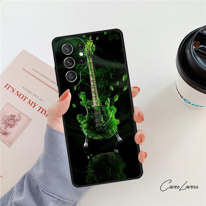 

Music Flames Bass Guitar phone case For Samsung Galaxy S24 S25 S23 S22 Ultra Note 10 20 Plus S20 S21 FE Cover For Note10 Pro(Plus)