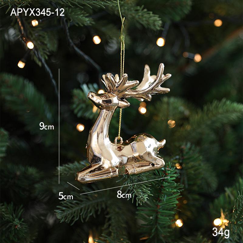 Cross-border Electroplated Christmas Tree Ornaments: Golden Snowflake & Reindeer Pendants