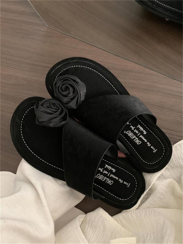 

Fashion Slippers Casual Beach Shoes Flower Rubber Flip Flops Slides Luxury Sabot Flat Summer Hawaiian Soft Floral Sweet Scandals 35