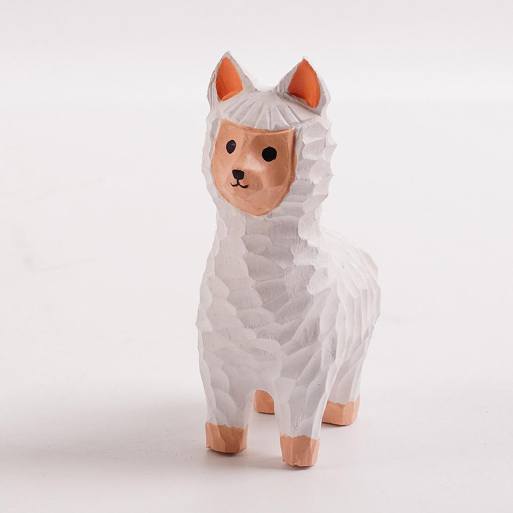 Manual Alpaca Decorations Cute Toy Statue Wood Crafts Waterproof Reusable Funny Cartoon Sculpture for Living Room Bedroom