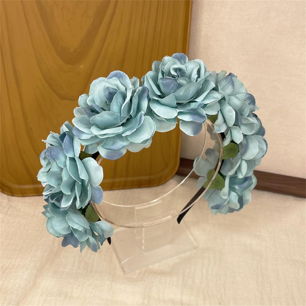 Imitation Rose Flower Headband Retro Fake Flower Decor Crown Headband Women Headpiece Hair Hoop Party Decor
