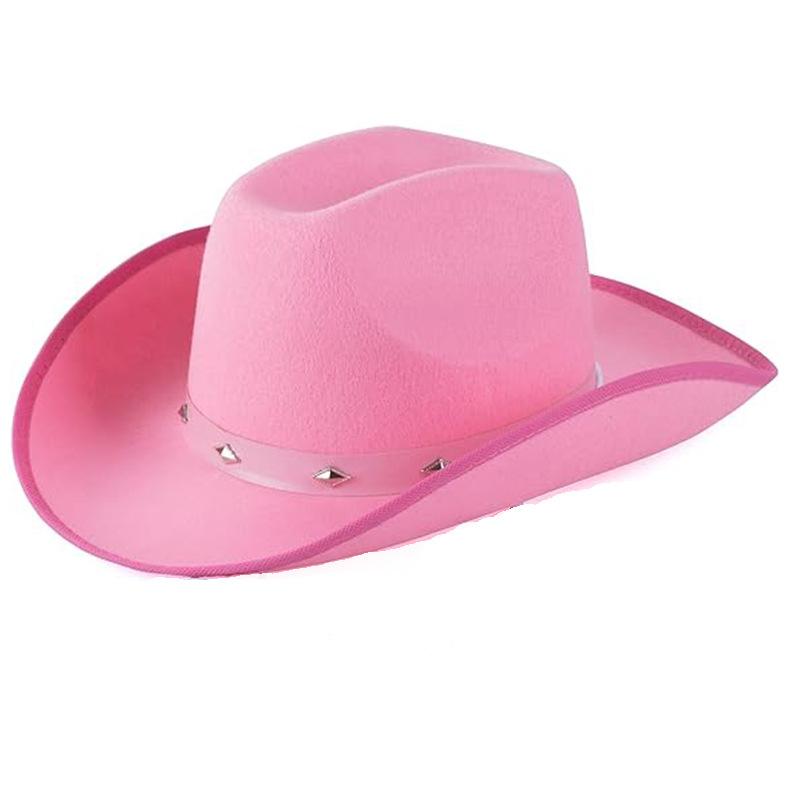 Classic Felt Cowboy Hat, Wide Brim Western Hat with Chin Strap for Costume & Party