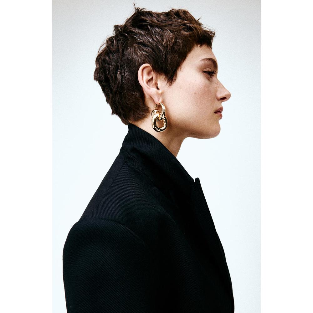 Chunky hoop earrings, gold color 1268890001