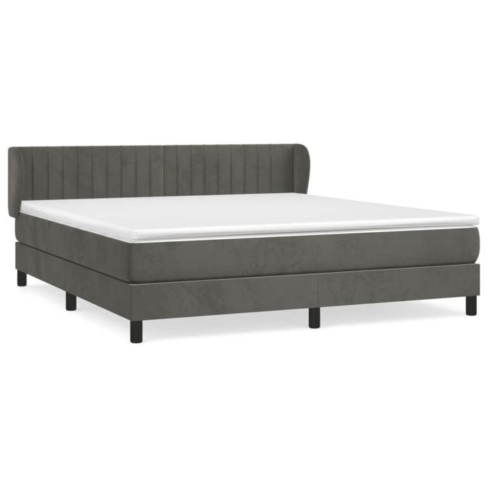 3127620 vidaXL Lit à sommier tapissier et matelas Gris foncé 160x200cm Velours