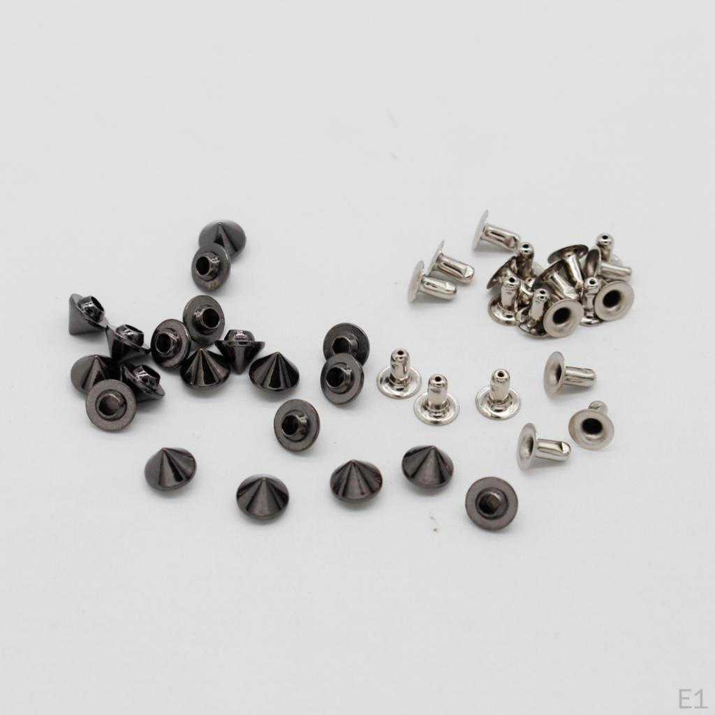20 nitar Assorted Kit Rund kon Dekorativt 7 mm gör-det-själv-läderhantverksdubbar