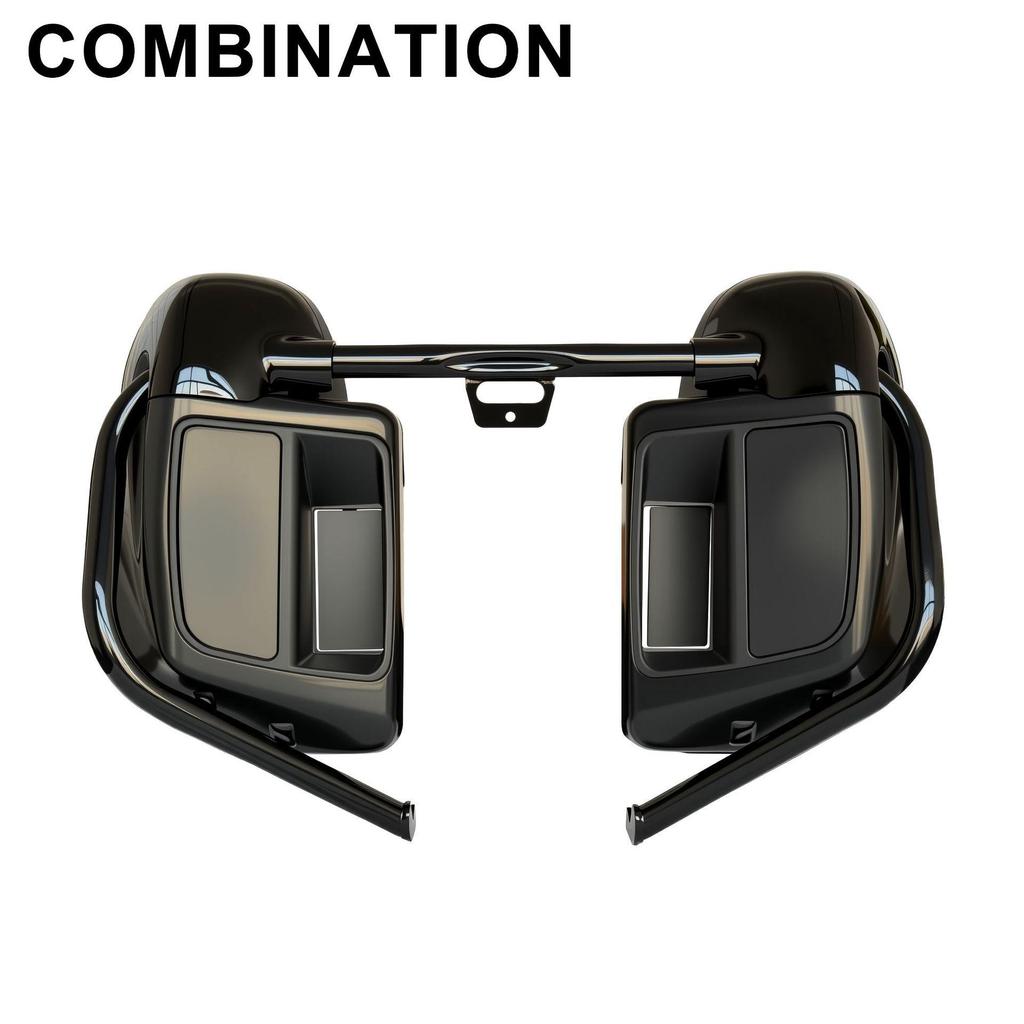 Black Circle Crash Bars for Harley Softail 18-26, Compatible with Touring Leg Shields