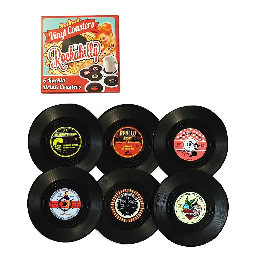 Vintage LP Record Coasters Cup Pads Non Slip Coffee Drink Mats ABS Material Cup Mats Suitable for Dining Table