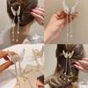 Exquisite Rhinestone Butterfly Fringe Hair Claw Korean New Ponytail Braid Pearl Hair Clip Girl Crab Metal Headdress Gift